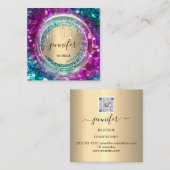 QR-code Logo Winkelroze goudschijven Confetti Vierkante Visitekaartje (Voorkant / Achterkant)