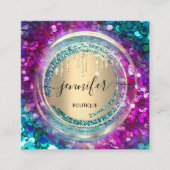 QR-code Logo Winkelroze goudschijven Confetti Vierkante Visitekaartje (Voorkant)