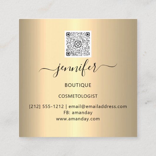 QR-code Logo Winkelroze goudschijven Confetti Vierkante Visitekaartje (Achterkant)