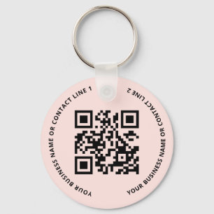 QR Code Logo Zakelijk Blush Roze Sleutelhanger
