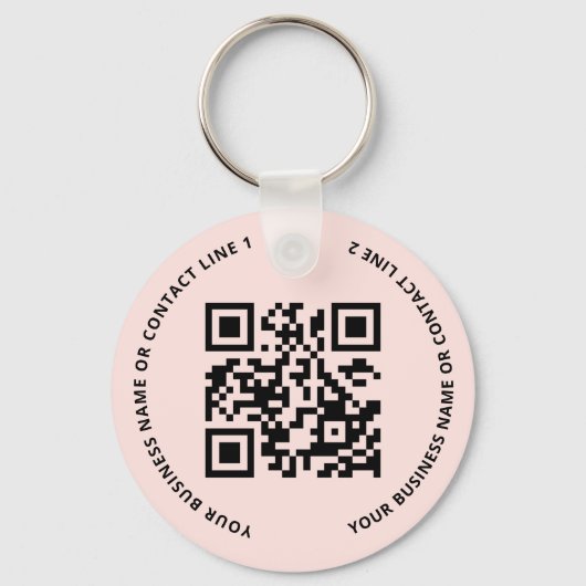 QR Code Logo Zakelijk Blush Roze Sleutelhanger (Voorkant)