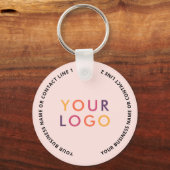 QR Code Logo Zakelijk Blush Roze Sleutelhanger (Achterkant)