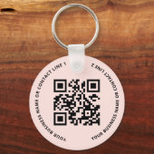 QR Code Logo Zakelijk Blush Roze Sleutelhanger (Voorkant)