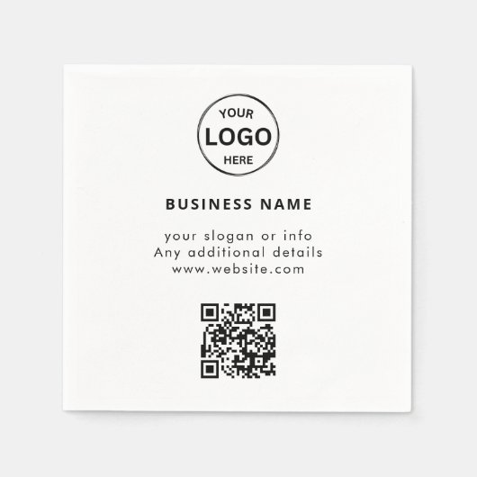 Qr Code Logo Zakelijk Minimalistisch Eenvoudig Servet (Voorkant)
