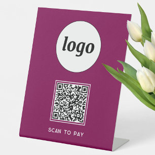 QR Code Logo Zakelijk Scannen om te Betalen Magent Reclamebord Met Voetstuk