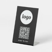 QR Code Logo Zakelijke Scan om zwart te betalen Reclamebord Met Voetstuk (Voorkant)