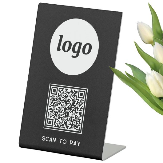 QR Code Logo Zakelijke Scan om zwart te betalen Reclamebord Met Voetstuk