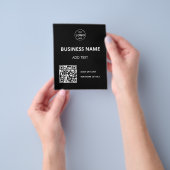 QR Code Logo Zwart Modern Flyer (Hand)