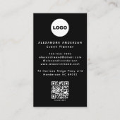 QR Code Logo Zwart Modern Minimalistisch Professio Visitekaartje (Voorkant)