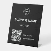 QR Code Logo Zwart Modern voetstuk teken Reclamebord Met Voetstuk (Voorkant)