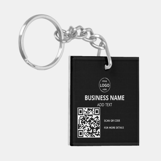 QR Code Logo Zwart Moderne Sleutelhanger (Voorkant Links)