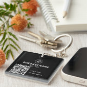 QR Code Logo Zwart Moderne Sleutelhanger (Voorkant Rechts)