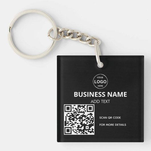 QR Code Logo Zwart Moderne Sleutelhanger (Voorkant)