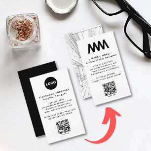 QR Code Logo Zwart Wit Minimalistisch Modern Visitekaartje