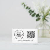 QR Code Logo Zwart Wit Modern Visitekaartje (Staand voorkant)