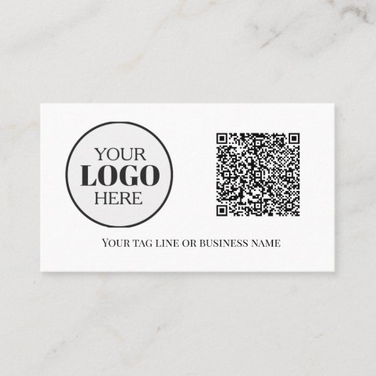 QR Code Logo Zwart Wit Modern Visitekaartje (Voorkant)