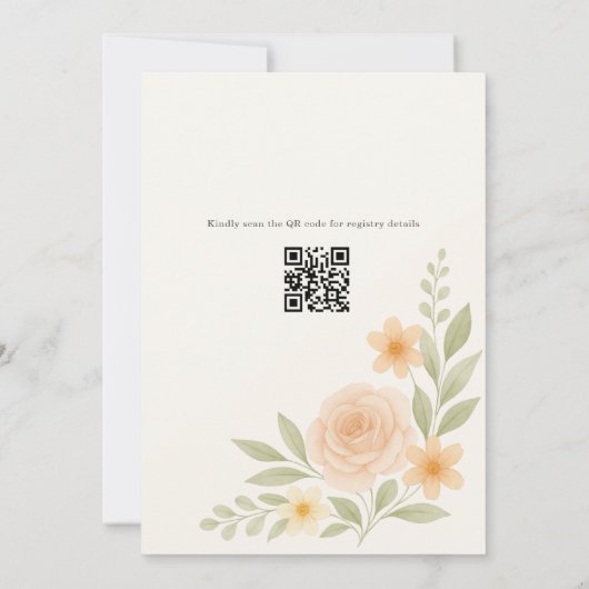 QR Code Love in Bloom Floral Bridal Shower Kaart (Achterkant)