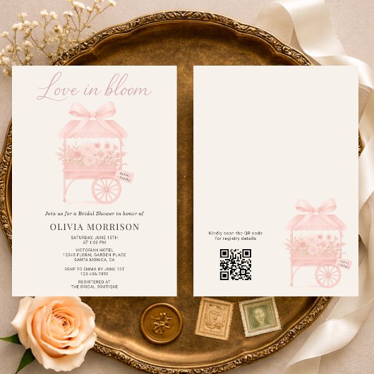 QR Code Love in Bloom Flower Market Bridal Shower Kaart