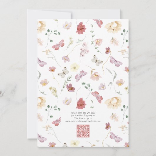 QR Code Love is Blossoming Pink Bridal Shower Kaart (Achterkant)