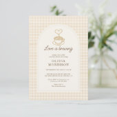 QR Code Love is Brewing Bruiloft Coffee Bruidsfees Kaart (Staand voorkant)
