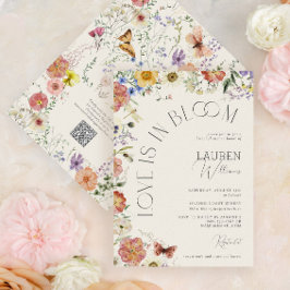 QR Code Love Is In Bloom Wildflower Bridal Shower Kaart