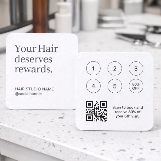 QR-code loyaliteitskaart voor haarstudio's Vierkante Visitekaartje