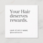 QR-code loyaliteitskaart voor haarstudio's Vierkante Visitekaartje (Voorkant)