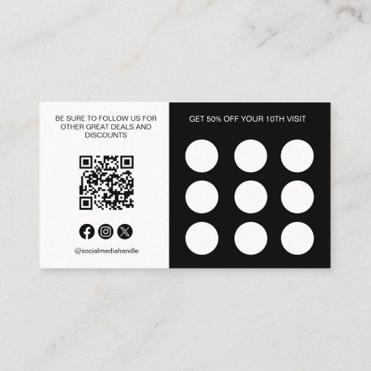 QR code Loyalty Kaart Logo Social Media Iconen (Achterkant)
