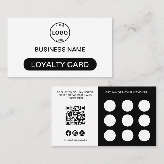 QR code Loyalty Kaart Logo Social Media Iconen (Voorkant / Achterkant)