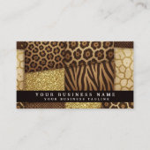 QR Code | Luxe Afrikaanse Patchwork Bruin + Goud | Visitekaartje (Voorkant)