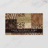 QR Code | Luxe Afrikaanse Patchwork Bruin + Goud | Visitekaartje (Voorkant)