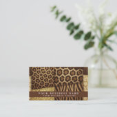 QR Code | Luxe Afrikaanse Patchwork Bruin + Goud | Visitekaartje (Staand voorkant)