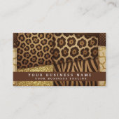 QR Code | Luxe Afrikaanse Patchwork Bruin + Goud | Visitekaartje (Voorkant)
