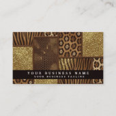 QR Code | Luxe Afrikaanse Patchwork Bruin + Goud | Visitekaartje (Voorkant)