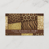 QR Code | Luxe Afrikaanse Patchwork Bruin + Goud | Visitekaartje (Voorkant)
