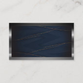 QR-code | Luxe Blue Gold Lines | Metaalgrens Visitekaartje (Achterkant)