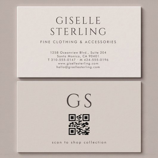 QR Code Luxe Boutique Taupe Neutraal Visitekaartje