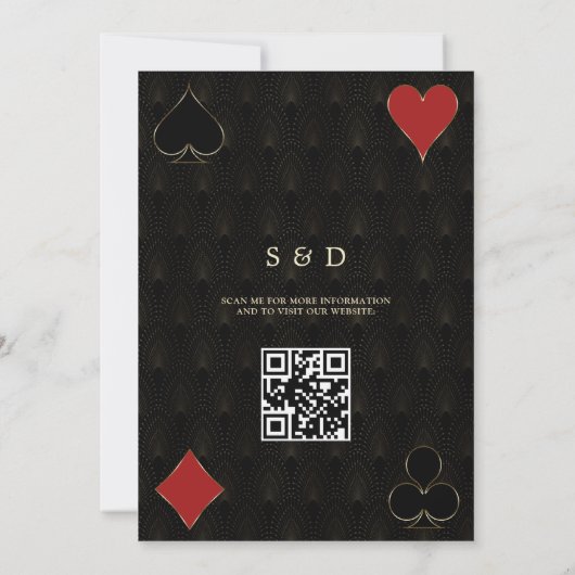 QR Code Luxe Casino Vegas Poker Bruiloft Kaart (Achterkant)