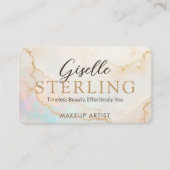 QR Code Luxe Opal Stone Elegant Script Visitekaartje (Voorkant)