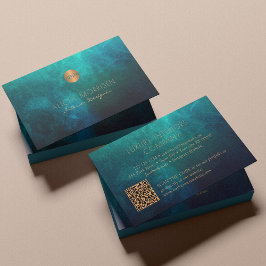 QR code luxe waterverf groen goud monogrammed Visitekaartje
