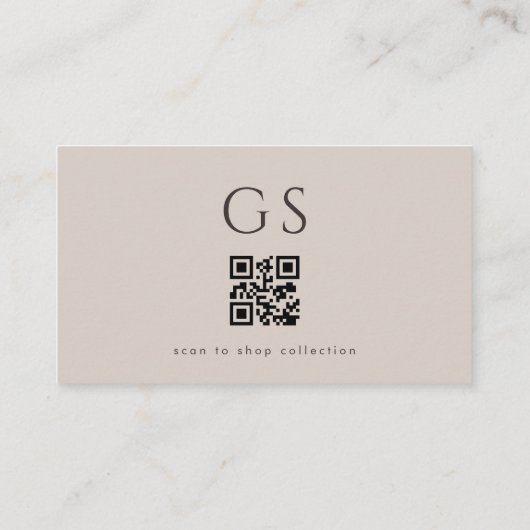 QR Code Luxury Boutique Taupe Neutral Visitekaartje (Achterkant)