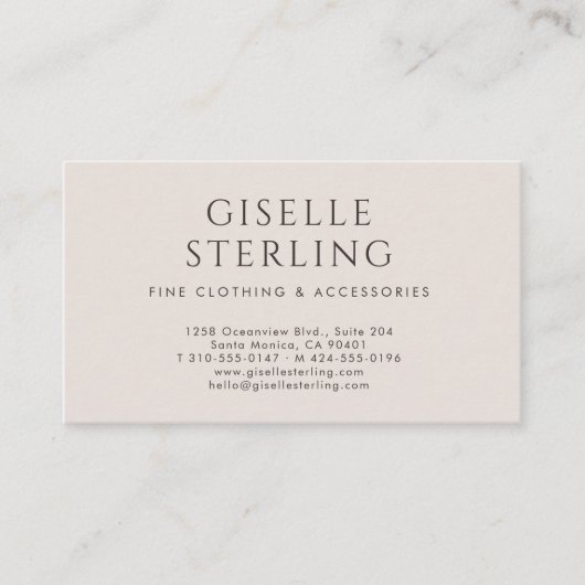 QR Code Luxury Boutique Taupe Neutral Visitekaartje (Voorkant)