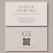 QR Code Luxury Boutique Taupe Neutral Visitekaartje