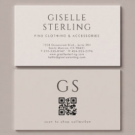 QR Code Luxury Boutique Taupe Neutral Visitekaartje