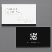 QR Code Luxury Minimalist Professional Black White Visitekaartje