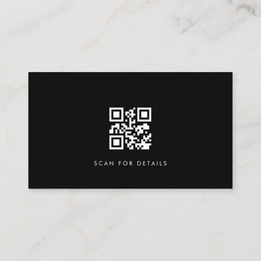 QR Code Luxury Minimalist Professional Black White Visitekaartje (Achterkant)