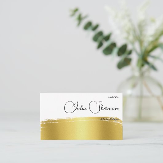 QR Code Luxury Monogram Gold Black Script Minimaal Visitekaartje (Staand voorkant)