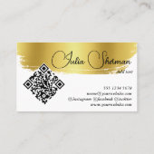 QR Code Luxury Monogram Gold Black Script Minimaal Visitekaartje (Achterkant)