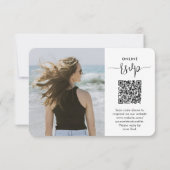 QR-code & maaltijd opties trendy moderne script fo RSVP Kaartje (Achterkant)