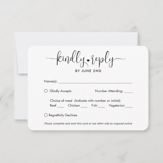 QR-code & maaltijd opties trendy moderne script fo RSVP Kaartje (Voorkant)